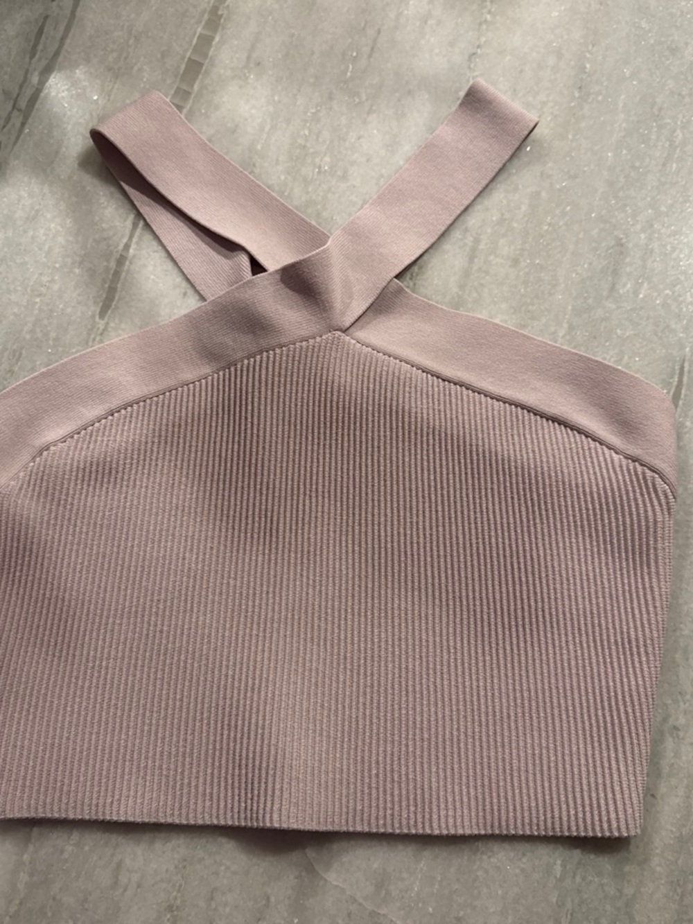 Babaton Criss Cross Ribbed Knit Crop Top